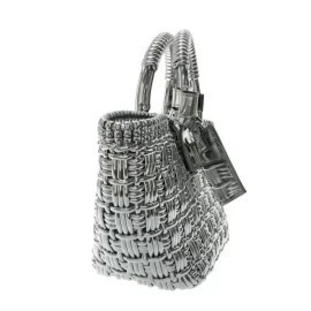 Balenciaga Bistro Basket Tote Bag Mirror Silver Polyurethane